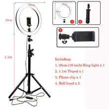 Load image into Gallery viewer, 10inch 26cm USB Interface Dimmable LED Selfie light camera